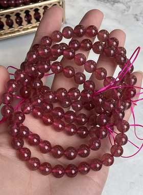 星光草莓晶 天然车厘红草莓晶手链 单圈手串水晶桃花女式饰品