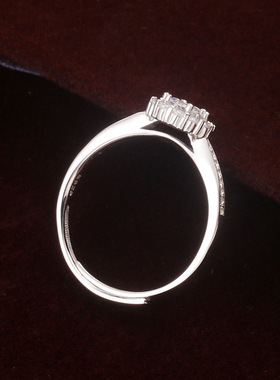 s925纯银超闪真钻戒女浪漫轻奢情侣结婚求婚圆包戒指豪华满钻戒