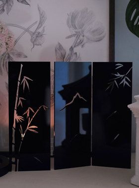 桌面亚克力新中式屏风装饰摆件