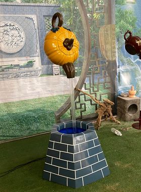 玻璃钢悬空天壶雕塑茶园饭店开业装饰悬浮壶招财流水泵壶落地摆件