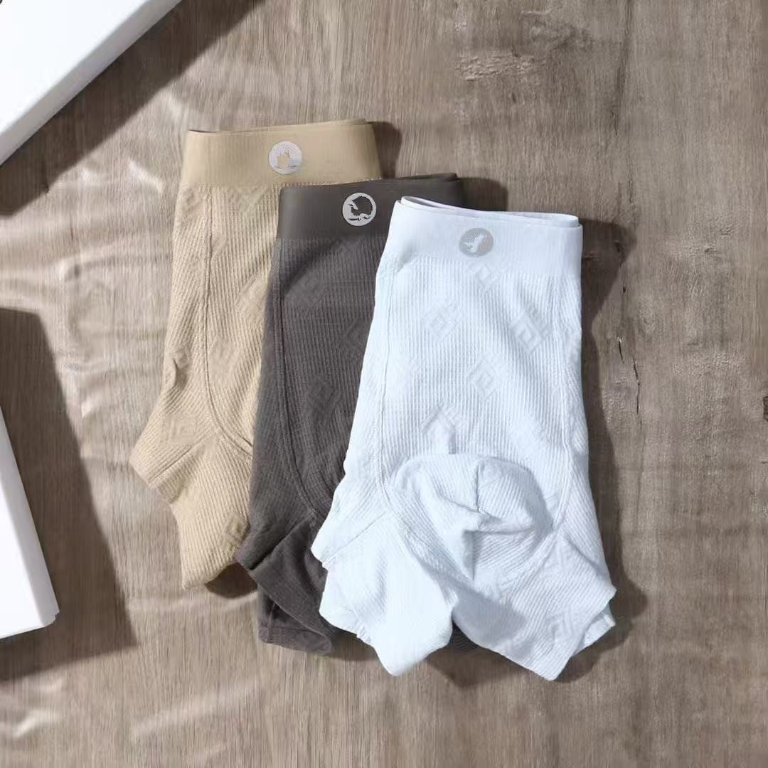提花长绒棉 2026新款纯棉男士舒适纯色商务中腰平角内裤一盒3条装,淘宝优惠券,粉丝福利购,淘宝优惠卷