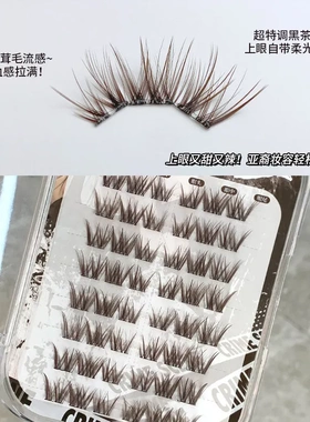 麦丢丢·黑茶转校生混血感亚裔辣纯欲浓密单簇仿真分段假睫毛卷翘