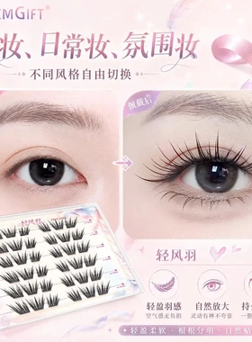 6D多层双翘嫁接感轻风羽狐系睫毛原创幼态纯欲上镜单簇假睫毛
