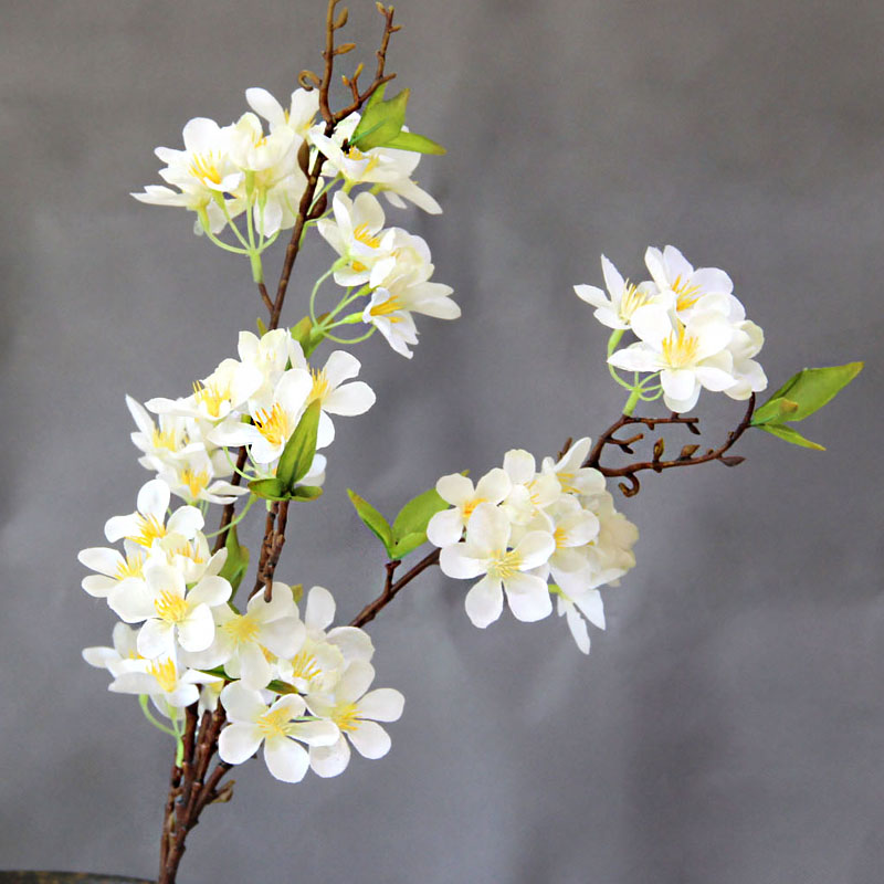 仿真梨花海棠桃花枝苹果花枝假花绢花中式插花家居客厅装饰花摆件-图1