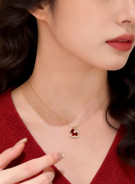 耳钉项链马年红色系“小飞马”新年时尚满钻高级感耳钉项链饰品