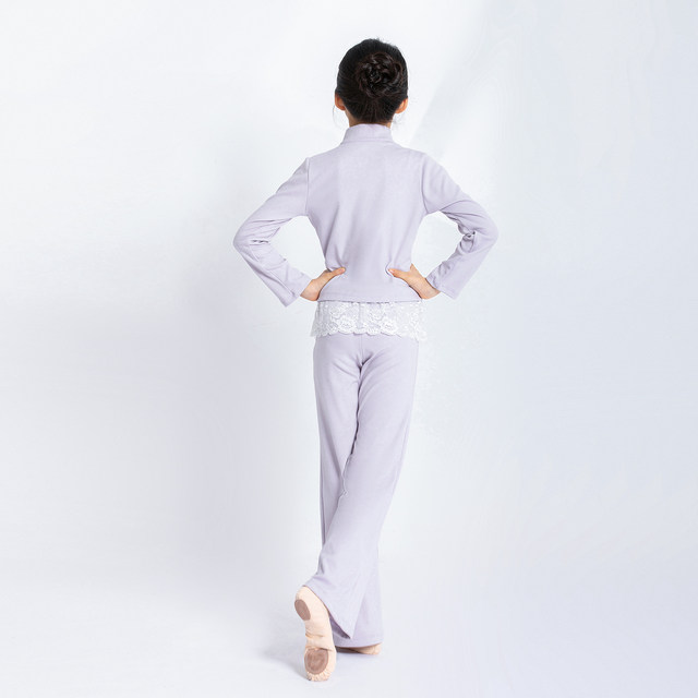 Sansha Sansha Children's Dance Jacket Autumn and Winter Warm Exercise Wear Top Lace Spliced ​​Pants Suit