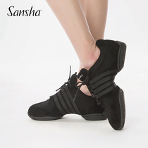 Sansha France Sansha Fitness Square Sports Dance Shoes Bull Leather Rubber Professional Two-Piece Bottom Modern Dance Shoes