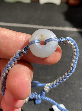 捡漏价新疆和田玉籽料青花古韵老光随型随型平安扣手绳