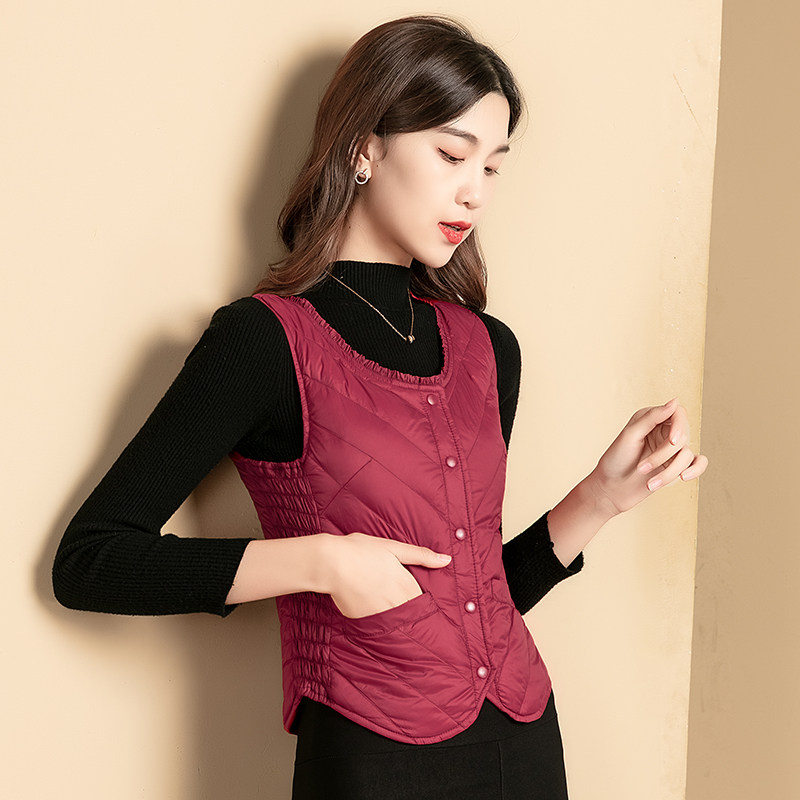 秋冬贴身轻薄羽绒短款妈妈内穿马甲 泽羽菲马夹