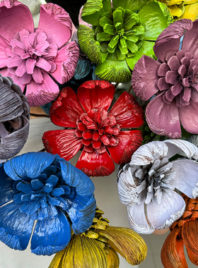 高端永生花手工干花油画莲