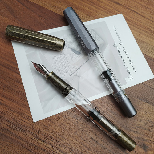 MOONMAN末匠T1手工树脂活塞吸墨大容量明尖铝合金杆铱金钢笔 - 图1
