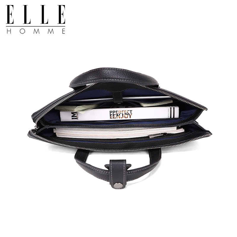 elle homme新款公文包男横款斜跨包 ellehomme箱包男士包袋