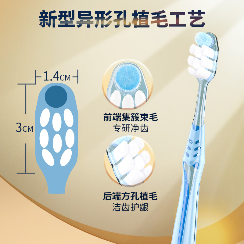 可洁可净成人品质牙刷软毛护龈宽头螺旋清洁情侣男女家用牙刷儿童