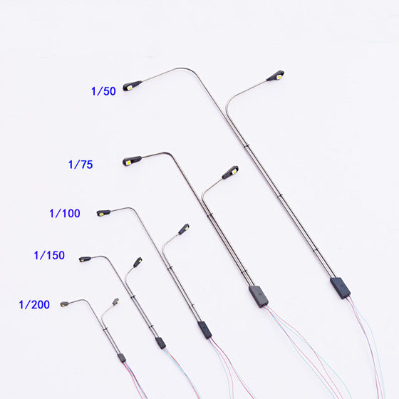 Sand table model luminous street lamp, outdoor metal lamp luminous road, single-arm lamp elbow, various models