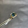 18K non-fired green sapphire ring cushion shape with diamonds