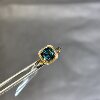 18K non-fired green sapphire ring cushion shape with diamonds