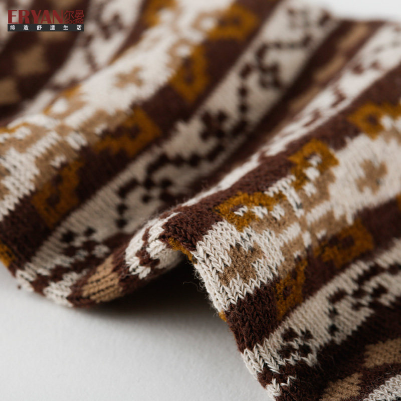 尔晏春秋洋气咖色巧克力提花中筒袜 尔晏短袜/打底袜/丝袜/美腿袜