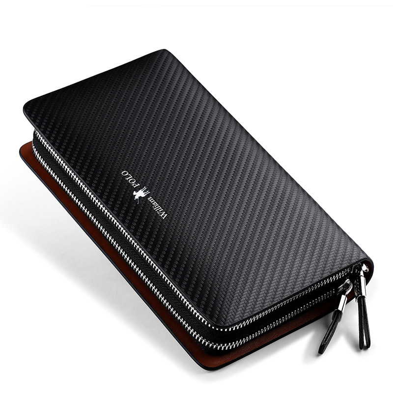 英皇保罗商务大容量牛皮长款手拿包 williampolo男士包袋