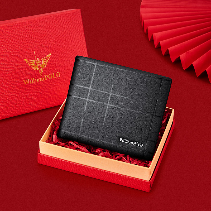英皇保罗男真皮短款潮牌多功能钱包 williampolo钱包