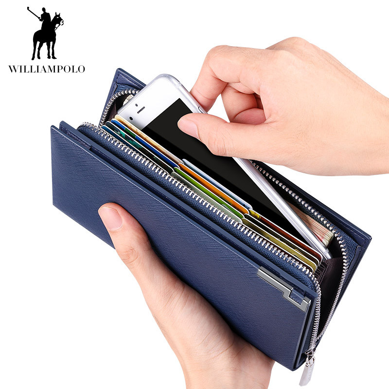 英皇保罗男真皮长款防盗刷卡位钱包 williampolo钱包