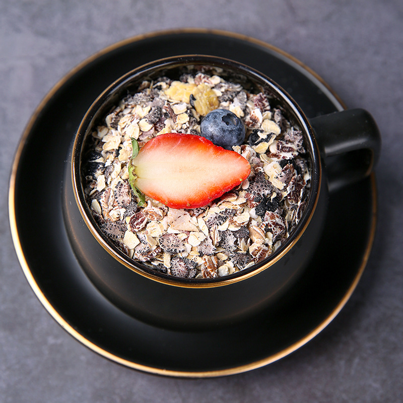 五黑混合即食燕麦片420g*2袋装乐选优粮谷物粗粮冲泡代餐营养饱腹 - 图1