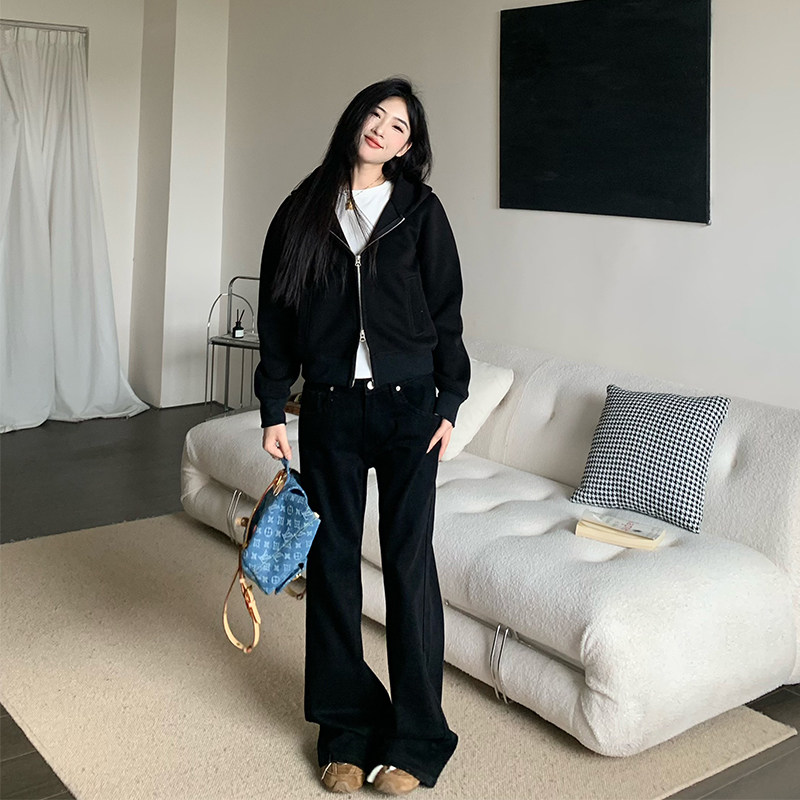 橘子树在哪儿复古水洗微喇牛仔裤女秋季宽松显瘦窄版直筒拖地长裤,淘宝优惠券,粉丝福利购,淘宝优惠卷