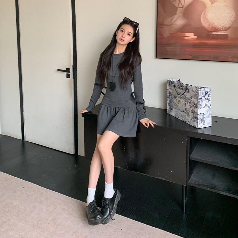 橘子树在哪儿韩系圆领长袖连衣裙女秋季修身显瘦气质内搭a字裙子,淘宝优惠券,粉丝福利购,淘宝优惠卷