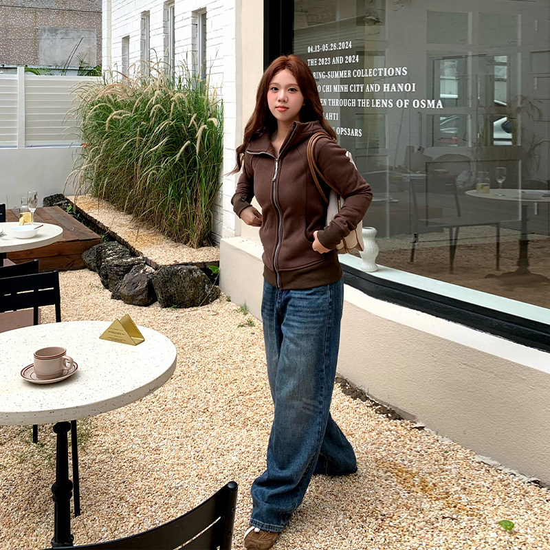 橘子树在哪儿美式复古猫爪阔腿牛仔裤女秋季宽松显瘦直筒拖地长裤,淘宝优惠券,粉丝福利购,淘宝优惠卷