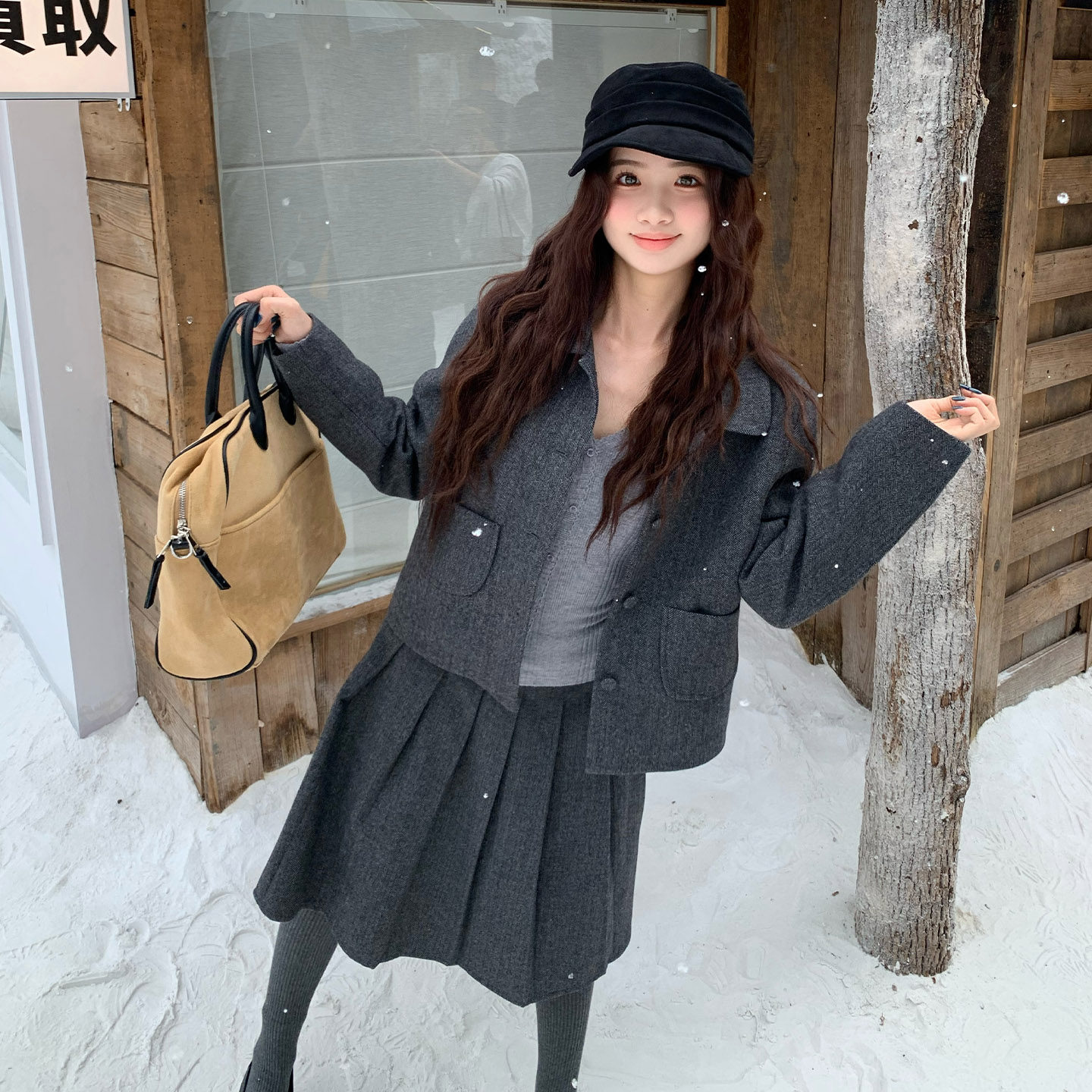 【清仓价】橘子树在哪儿复古毛呢套装女秋冬外套百褶半身裙两件套,淘宝优惠券,粉丝福利购,淘宝优惠卷