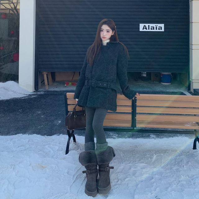 橘子树在哪儿韩系夹棉毛呢大衣女冬季高级感富家千金显瘦气质外套