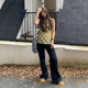 ບ່ອນທີ່ຕົ້ນໄມ້ສີສົ້ມ Retro Denim Bell Bottoms Summer ຂອງແມ່ຍິງ