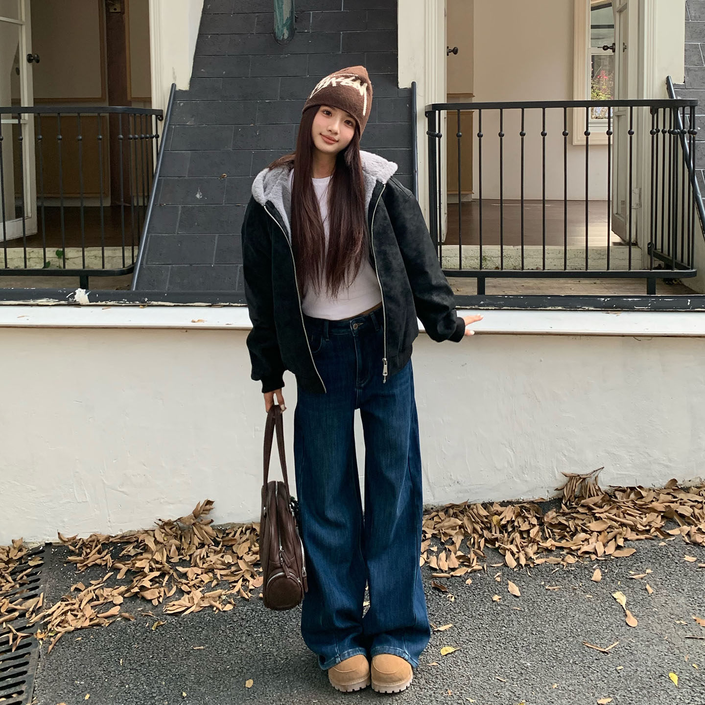 橘子树在哪儿复古高腰加绒微喇牛仔裤女冬季简约休闲显瘦拖地裤子,淘宝优惠券,粉丝福利购,淘宝优惠卷