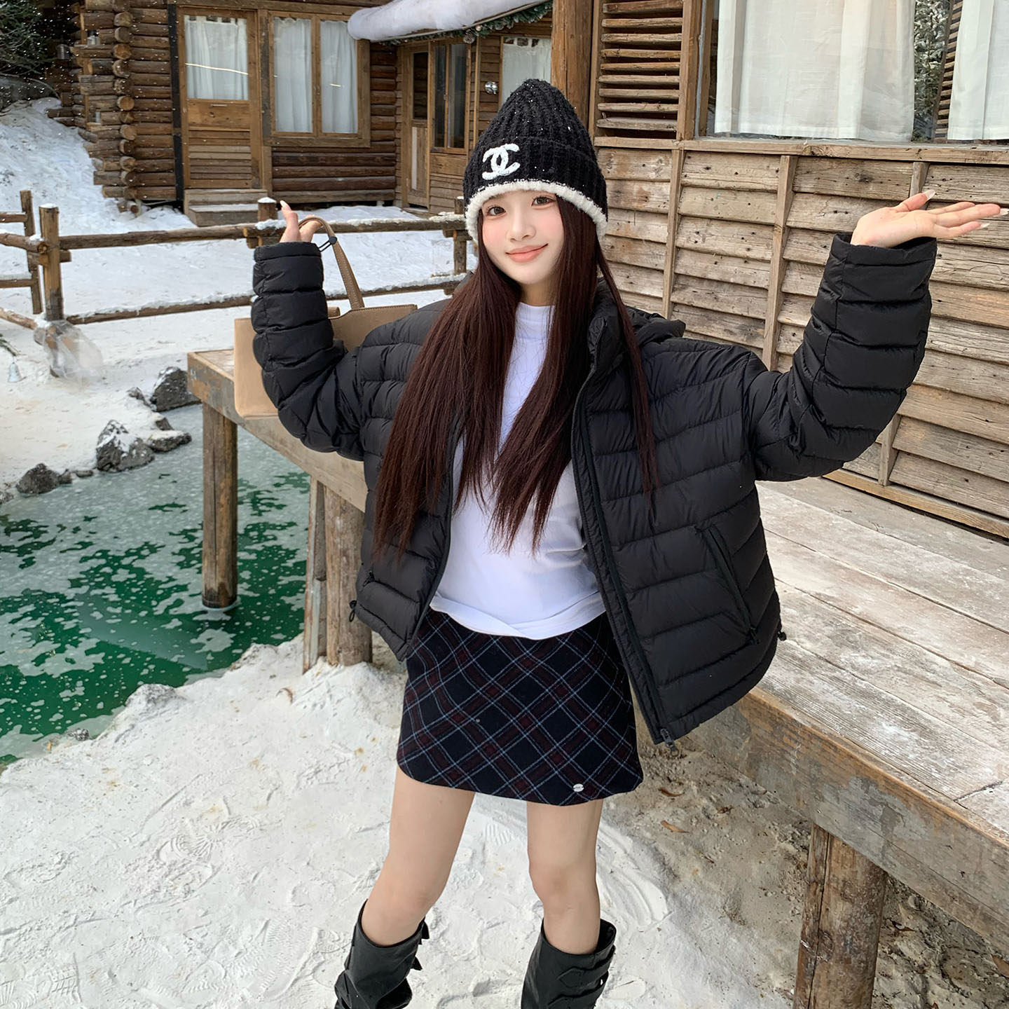 【限时价】橘子树在哪儿韩系格纹毛呢半身裙女冬季包臀百搭a字裙,淘宝优惠券,粉丝福利购,淘宝优惠卷