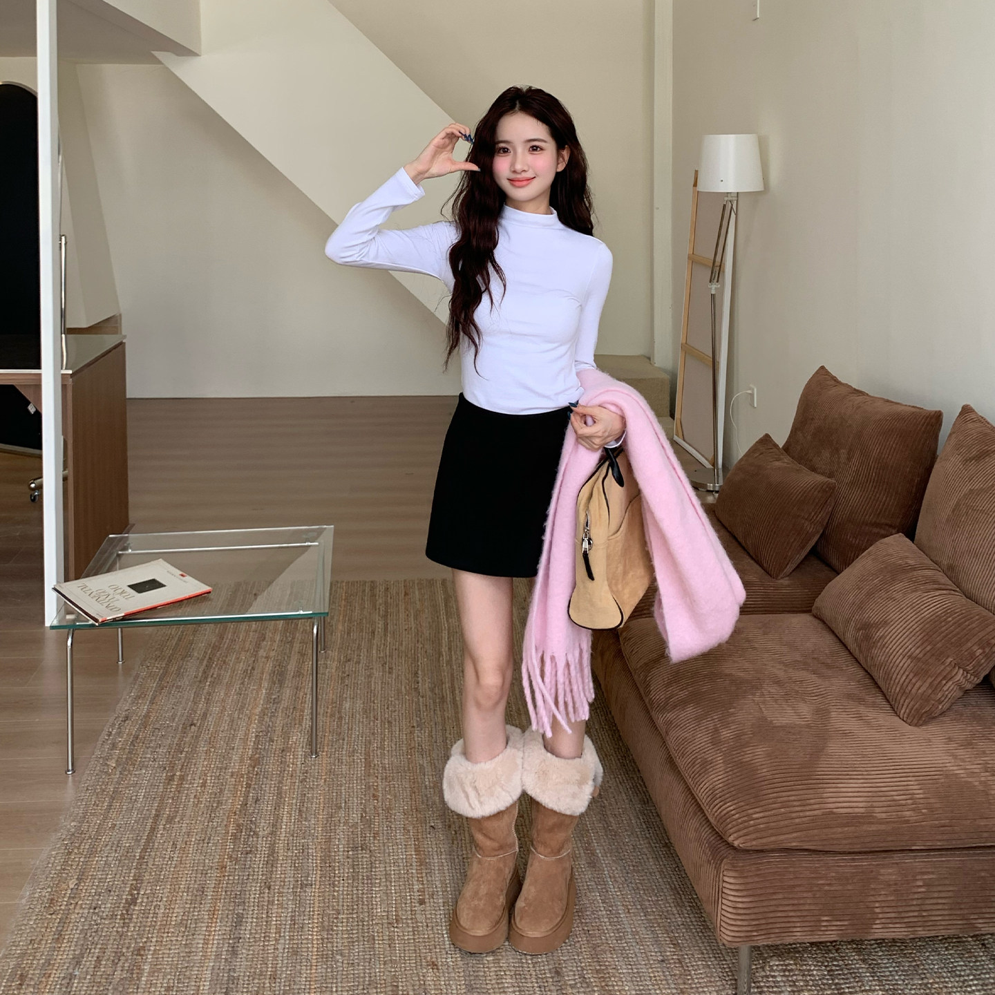 橘子树在哪儿韩系半高领磨毛长袖t恤女秋收腰显瘦正肩内搭打底衫,淘宝优惠券,粉丝福利购,淘宝优惠卷