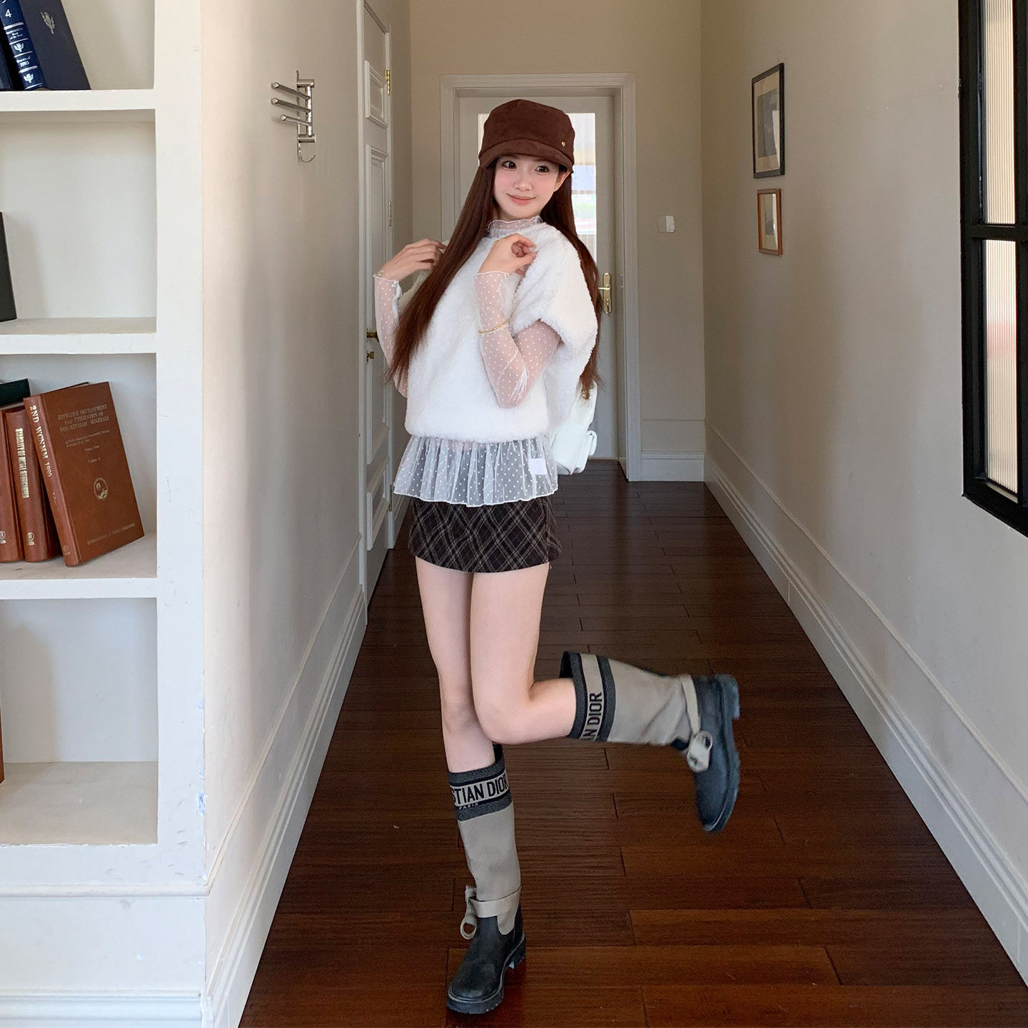 橘子树在哪儿miu系套装毛毛马甲女冬季雪纺衫独特漂亮叠穿两件套,淘宝优惠券,粉丝福利购,淘宝优惠卷