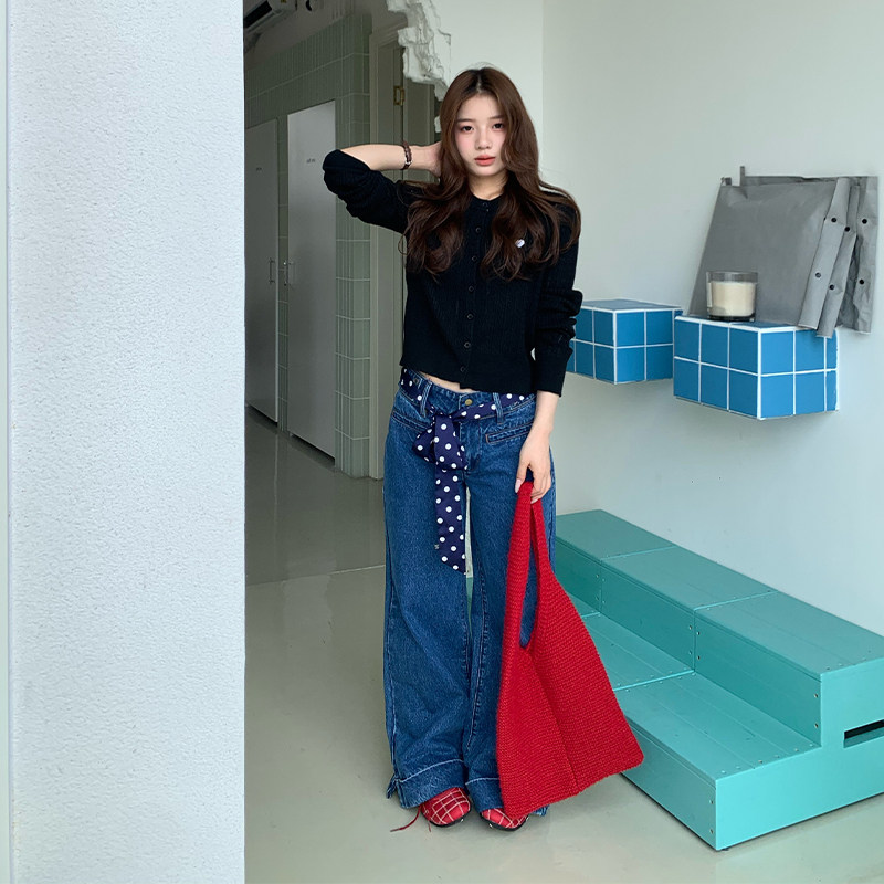 橘子树在哪儿美式复古直筒牛仔裤女秋设计感重磅宽松百搭双扣裤子,淘宝优惠券,粉丝福利购,淘宝优惠卷