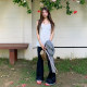 ບ່ອນທີ່ຕົ້ນໄມ້ສີສົ້ມ Retro Denim Bell Bottoms Summer ຂອງແມ່ຍິງ