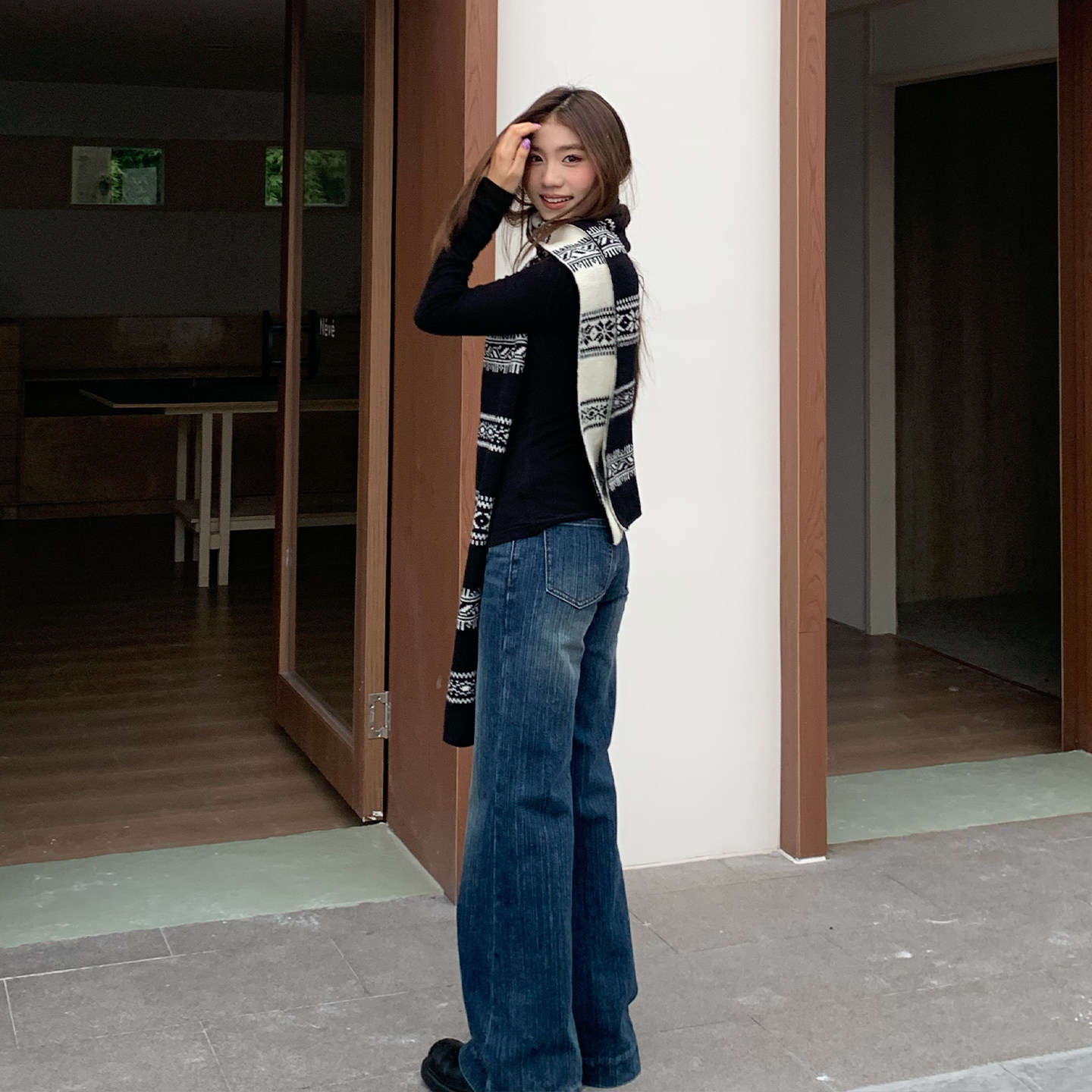 橘子树在哪儿蓝色中腰竹节微喇牛仔裤女秋冬辣妹弹力直筒显瘦裤子,淘宝优惠券,粉丝福利购,淘宝优惠卷