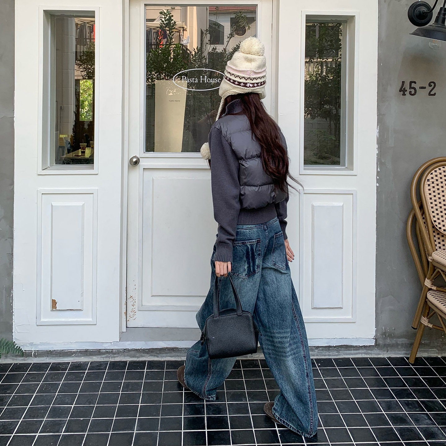 橘子树在哪儿美式复古做旧猫爪牛仔裤女秋季宽松阔腿弯刀裤长裤,淘宝优惠券,粉丝福利购,淘宝优惠卷