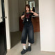 ບ່ອນທີ່ຕົ້ນໄມ້ສີສົ້ມ Retro Denim Cropped Pants ຂອງແມ່ຍິງ Summer