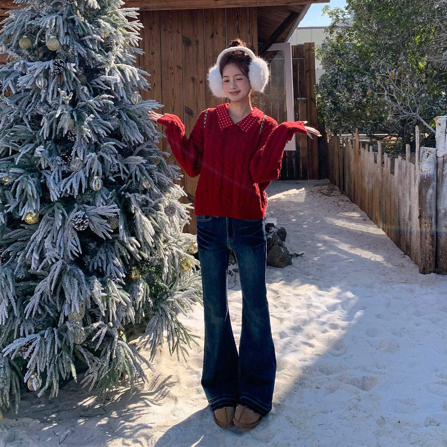 橘子树在哪儿蓝色微喇牛仔裤女冬季低腰弹力喇叭裤修身显瘦马蹄裤,淘宝优惠券,粉丝福利购,淘宝优惠卷