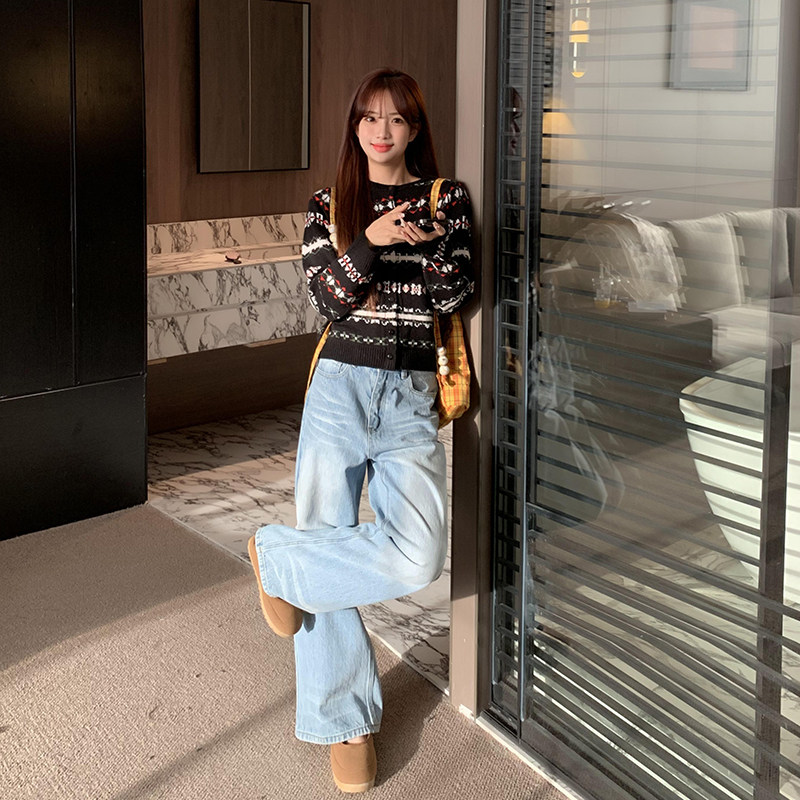 橘子树在哪儿复古水洗蓝色牛仔裤女秋季不贴腿显瘦阔腿拖地裤,淘宝优惠券,粉丝福利购,淘宝优惠卷