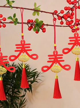 春字灯笼挂件春节过年绿植盆景木牌挂饰新年氛围门把手布置装饰