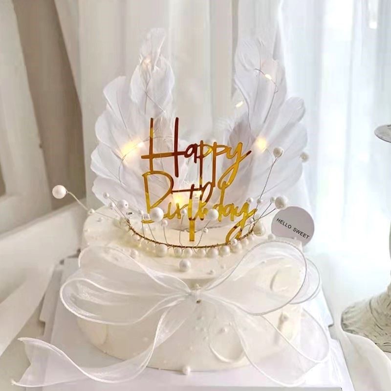 羽毛生日蛋糕装饰摆件大号黑色白色网红爱心羽毛翅膀插件,淘宝优惠券,粉丝福利购,淘宝优惠卷