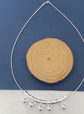 99足银复古民族风弯管圆球项链