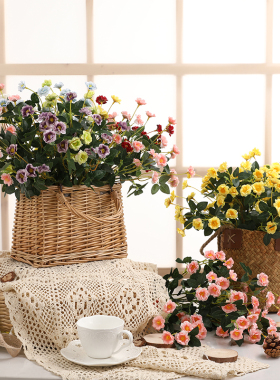 玫瑰花苗带花苞塑料花小商场餐桌