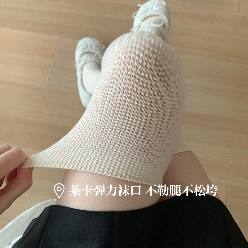 灰色过膝袜子女高筒袜夏季薄款日系jk大腿长袜美腿显瘦及膝长筒袜 - 图1