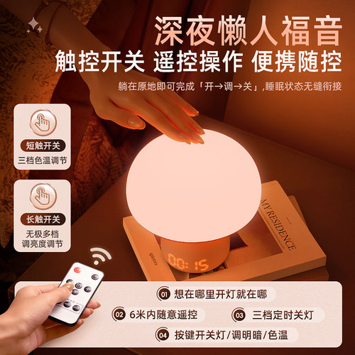 小夜灯床头睡眠卧室助眠定时夜间玩手机护眼灯可充电高级台灯新款 - 图3