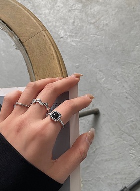 做旧竹节组合叠戴小众设计食指环