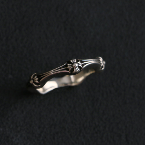一休老银匠 S925纯银 十字花鱼骨戒指 潮流 朋克风格 戒指 男女款 - 图1